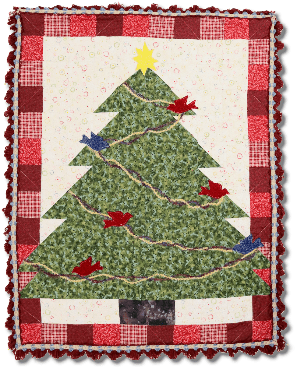 Birds in the Christmas Tree quilted wall hanging NewQuilters.com