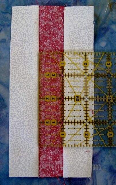 Photo of ruler measuring fabric strip set