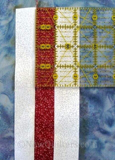 Photo of ruler on top of three fabric strips