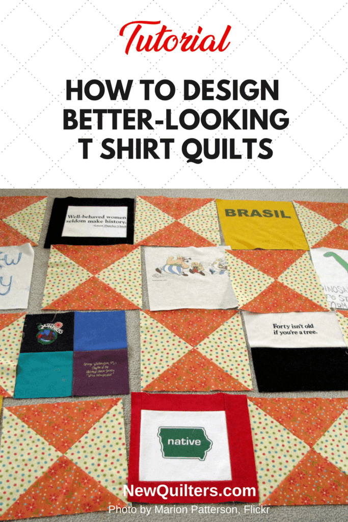 Photo of t-shirt quilt blocks by Marion Patterson, Flickr.com. https://flic.kr/p/6n6vwL
