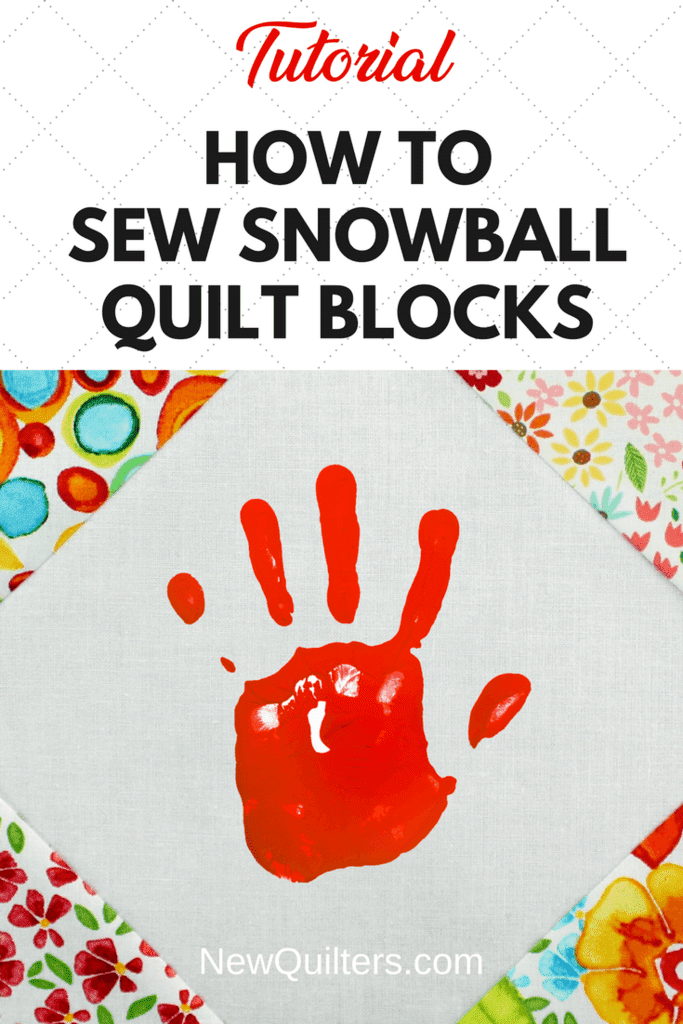 Photo of Snowball quilt block with child's handprint