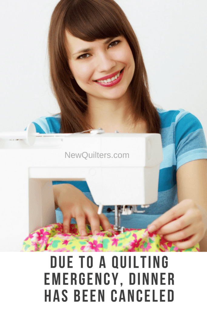 Happy woman at sewing machine