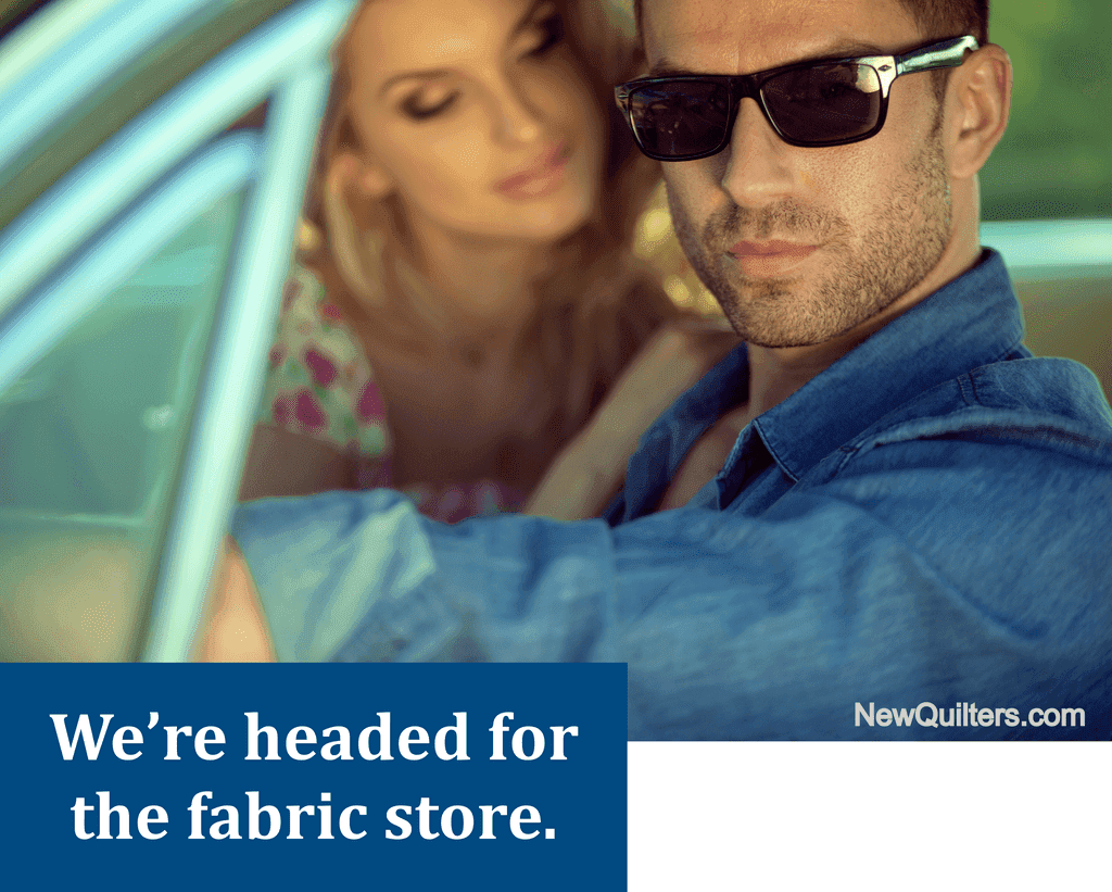 Photo of handsome man and woman in car going to fabric store