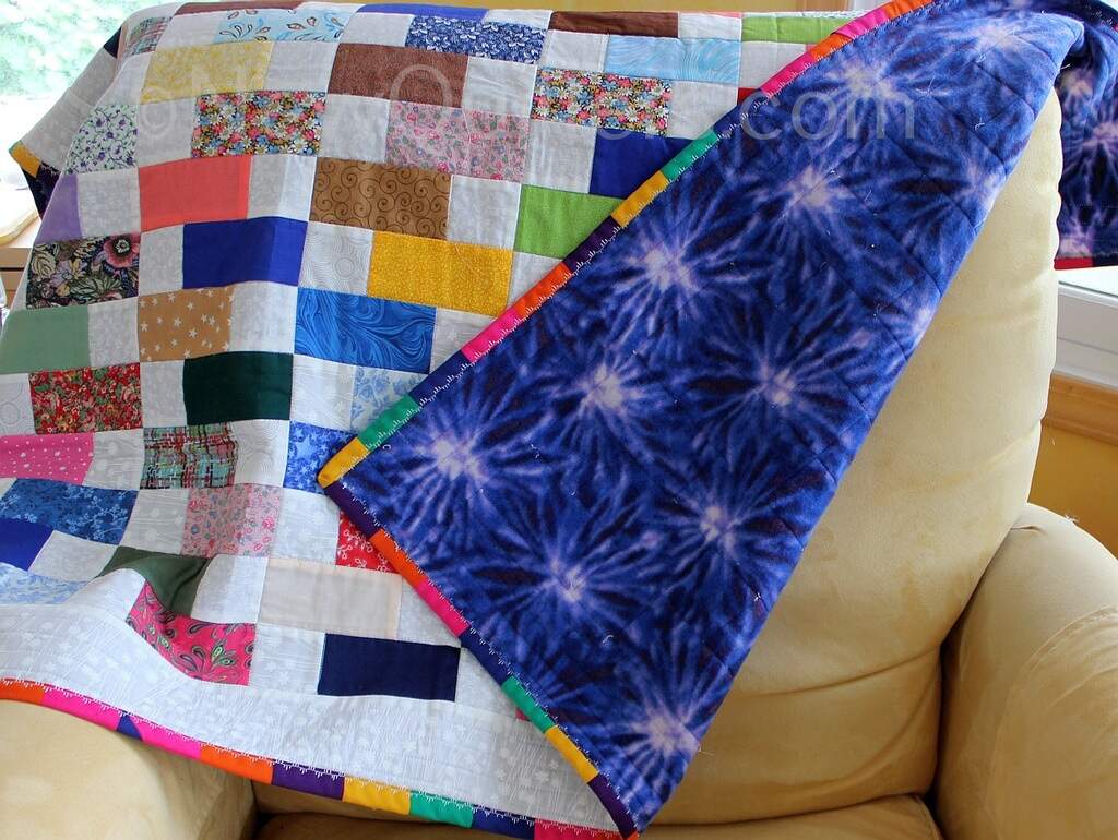 Photo of baby quilt with polar fleece backing