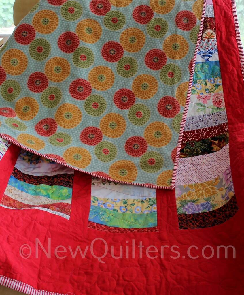 Photo of chinese coins quilt with polar fleece backing