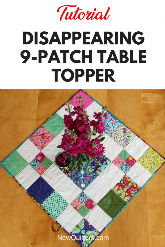 “Disappearing 9 Patch Table Topper Tutorial” is a Free Nine-Patch Quilted Table Pattern designed by Christine Mann from New Quilters!