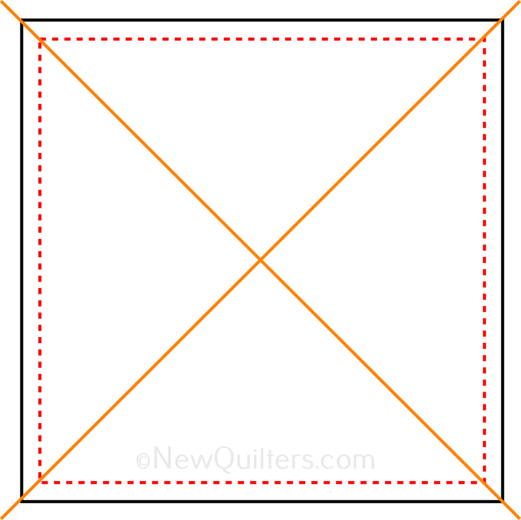 An easy way to make four half-square triangle quilt blocks from two fabric squares. No marking needed. #halfsquare triangleblocks, #halfsquaretriangleblockshowtomake, #halfsquaretriangleblockssimple