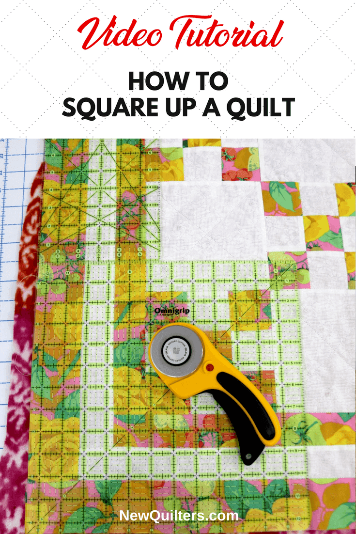 Learn how to square up the quilt layers so your quilt will look right after binding. Video tutorial by The Crafty Gemini. #squareupquilt, #quilting, #squareupaquilttop