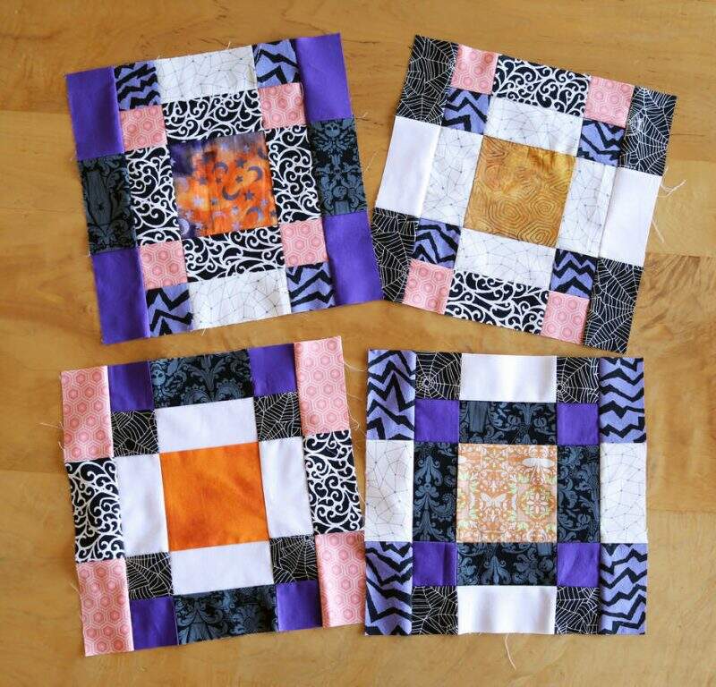 Halloween double disappearing nine patch quilt blocks